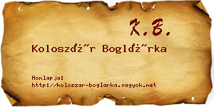 Koloszár Boglárka névjegykártya